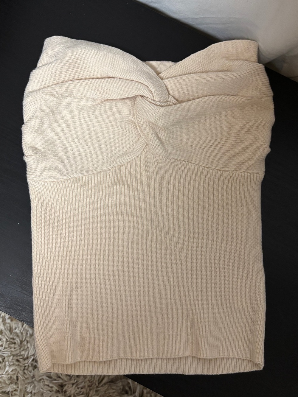 3/$25 Ivory Twist Front Bandeau Knit Top Minimalist